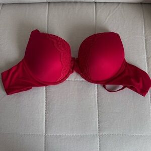 Victoria's Secret Red Lace-Trim Push-Up Bra